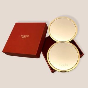 NEW Gucci gold monogram pocket compact mirror
